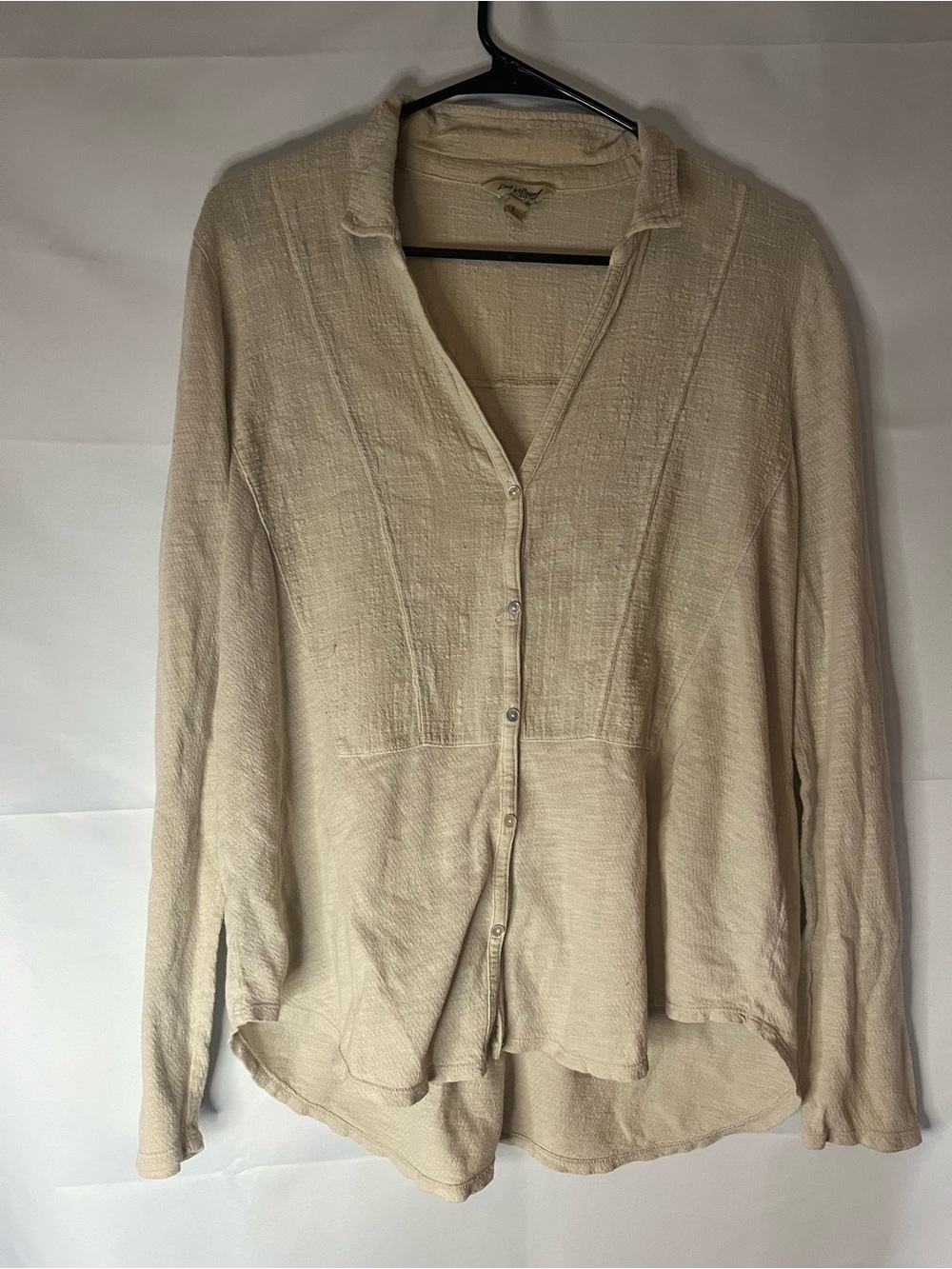 Lucky Brand Tan Button-Front Women's Textured Gauze Shirt